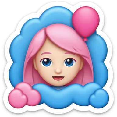 I would like a 67 emoji with pink and blue coloring, please sticker