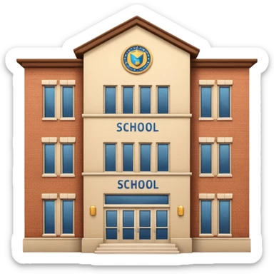school building with a name school on the top of it sticker