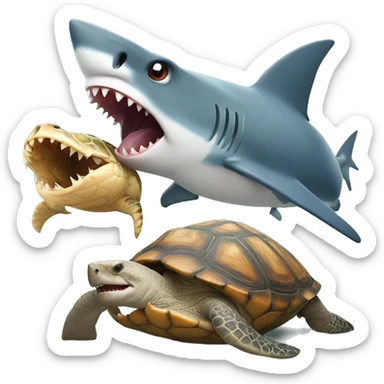 shark biting into a tortoise eating it  sticker