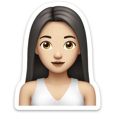 girl with white skin asian with black eyes and light brown straight long hair with rings in ears sticker