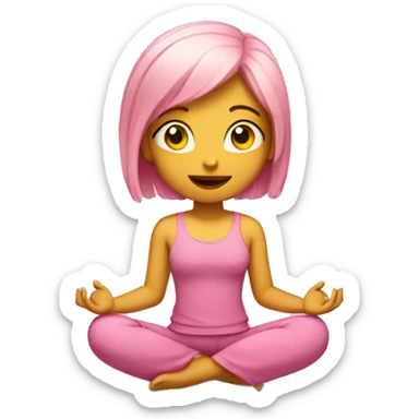 girl in pink clothes with yellow hair sits in lotus position sticker