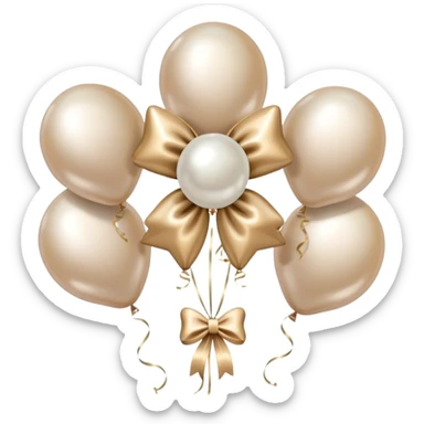 pearl-colored bow and 6 beige  metallic aesthetic star-shaped balloons sticker