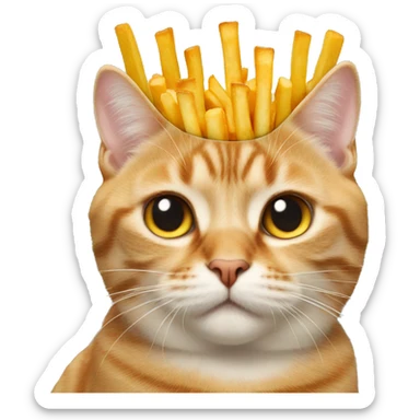 Cat with a french fries crown sticker
