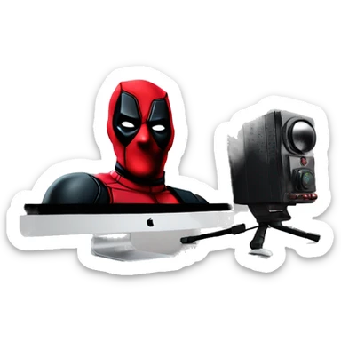 Deadpool shooting pc monitor  sticker