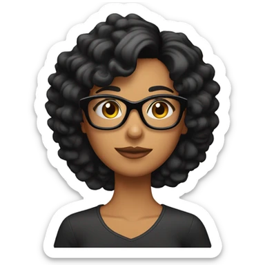 chica morena con el pelo negro liso y gafas sticker