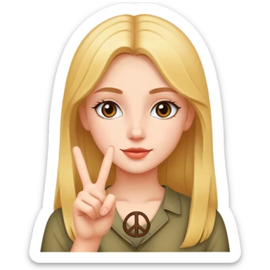 gril with peace sign  sticker