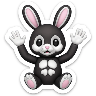 Emoji pour twitch d'une peluche lapin squelette noir qui dit bonjour sticker
