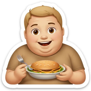 fat person eating food sticker