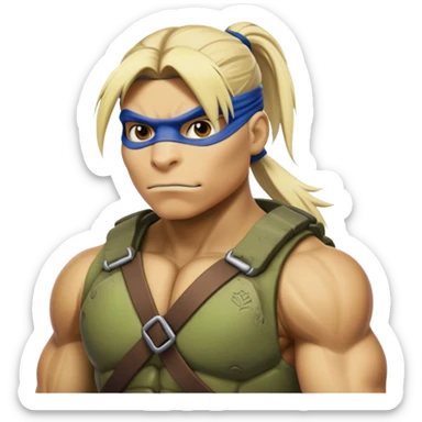 Hun from Teenage Mutant Ninja Turtles, large muscular gang leader with blonde ponytail sticker