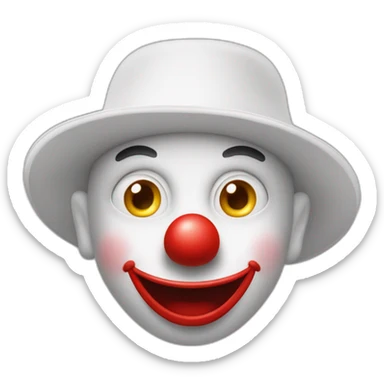 un clown avec nez rouge, sourcil arqués juste qu’en bas de ces yeux ovales des longues  boucles blondes et un long chapeau haut de forme   sticker