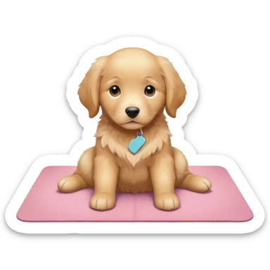 Funny Golden retriever puppy on light pink yoga mat sticker