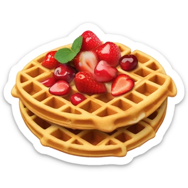 waffles with strawberries and cherries sticker