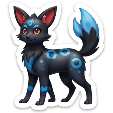 Zorua-Umbreon-hybrid, full body, splotch markings sticker