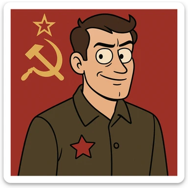 USSR flag, deep red, gold hammer and sickle and star in upper hoist-side corner, classic, clean lines sticker