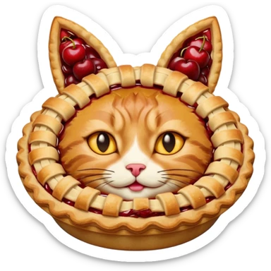 cherry pie with cat ears sticker