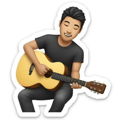 Asian guy playing guitar sticker
