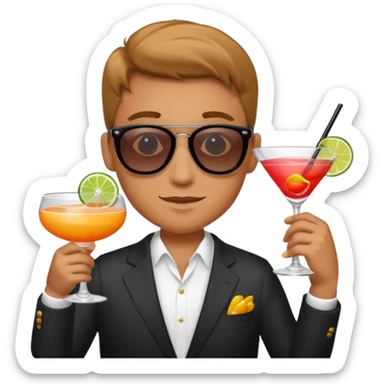 Chat avec un coctail sticker