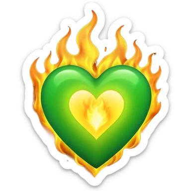 Take the classic Apple "heart on fire" emoji but make it a green heart. sticker