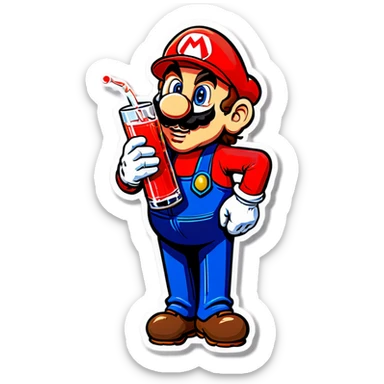 Mario drinking vodka small size sticker