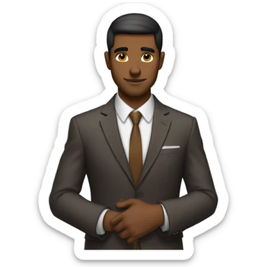 Brown handsome guy Bowing emoji in a super nice suit sticker