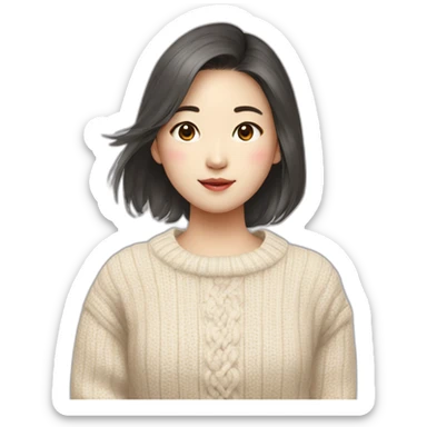 Pretty South Korean Girl in a sweater sticker