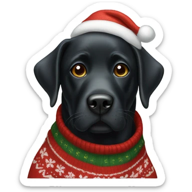 Black Labrador wearing christmas Sweater  sticker