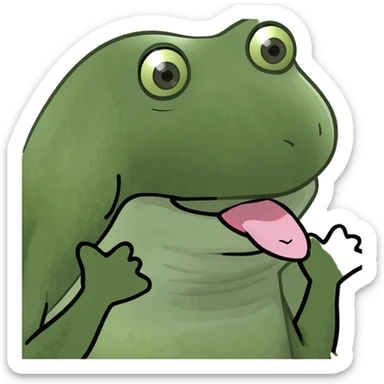 Tongue sticking out with hands sticker