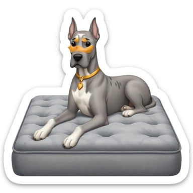 Gray Great Dane on king size mattress floppy ears sticker