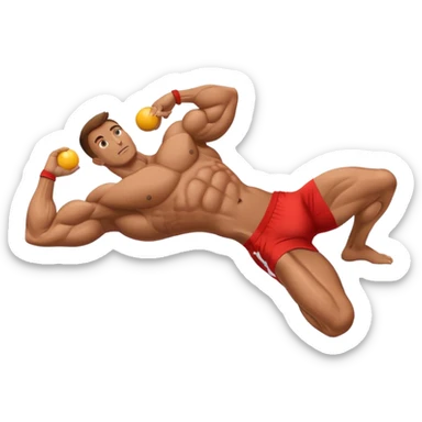 bodybuilder doing swiss-ball crunches sticker