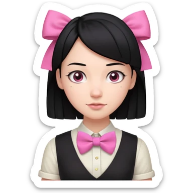In A Clash Of Clans Aesthetic black hair woman with pink bowtie sticker