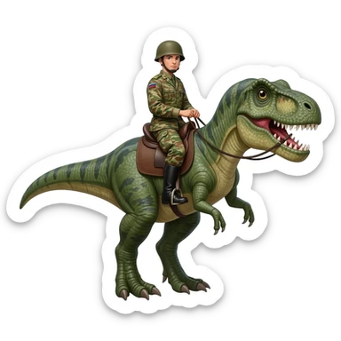 soldier riding an dinosaur sticker