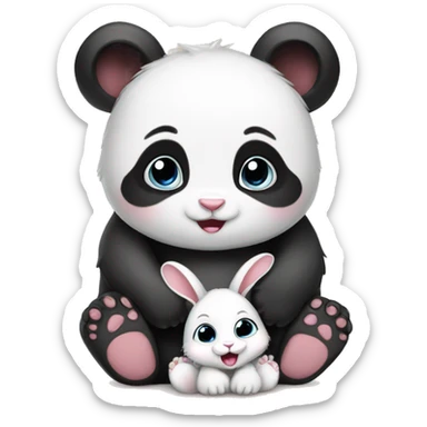 baby panda and baby bunny sticker