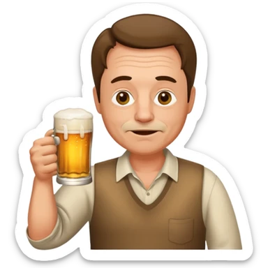drunk middle man with a glass of beer sticker