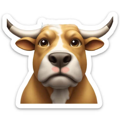“Realistic illustration of a hybrid creature with a dog’s head and bull’s body, standing confidently in front of a rising stock chart, symbolizing financial growth and prosperity, with subtle financial symbols in the background.” sticker