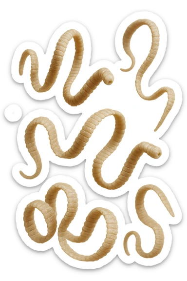 sei parassiti come la tenia iperrealistici 4k fluttuano in aria sticker