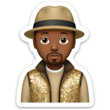 Nate Dogg with dark brown hair, beige sequin outfit sticker