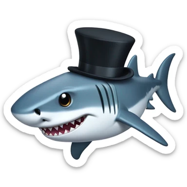 Shark with a top hat sticker