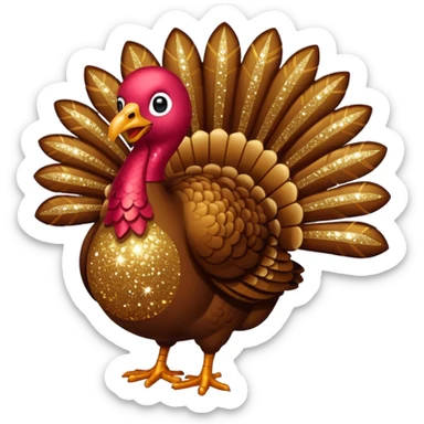 Brown glitter turkey sticker