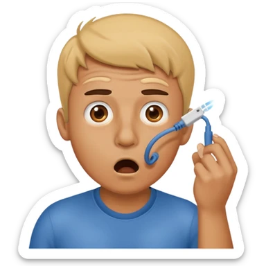 a cartoon man sticking a LAN cable into his nose and getting shocked sticker