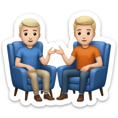 Tow guys in a chair asking sticker