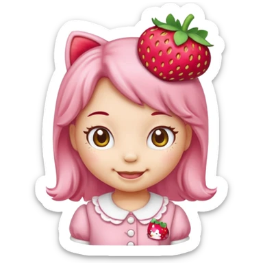 hello kitty strawberry shortcake pink sticker