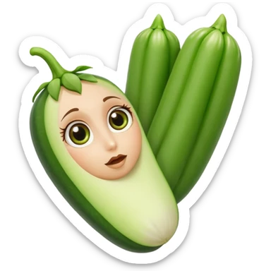 lady finger vegetable keeping the shape normal with big eyes sticker