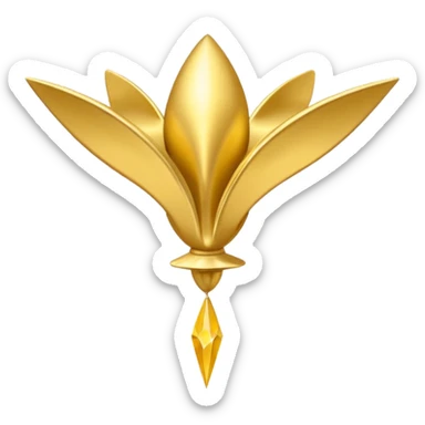 a single gold talaria, pointed down in mid air as if it is flying. minimalist. sticker
