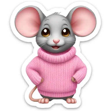 Cute mouse wearing sweater pink sticker