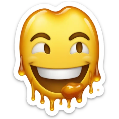 Smiling emoji having honey fall out of its mouth sticker