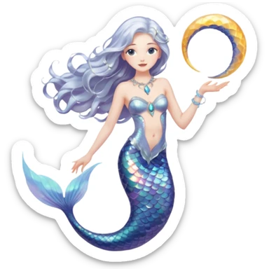 Lunar mermaid with more details sticker