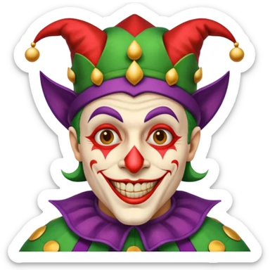 crazy funny colorful human jolly joker, medieval, vintage, court jester, mac os icon sticker