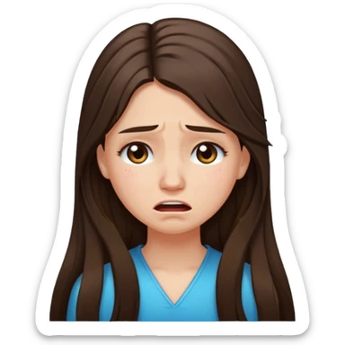 Gorgeous long brunette hair half up half down girl crying sticker