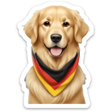 Golden retriever wearing a Germany flag scarf  sticker