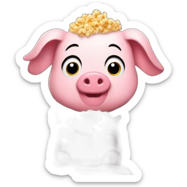 Cute Pig sitting with popcorn in the movie theater sticker
